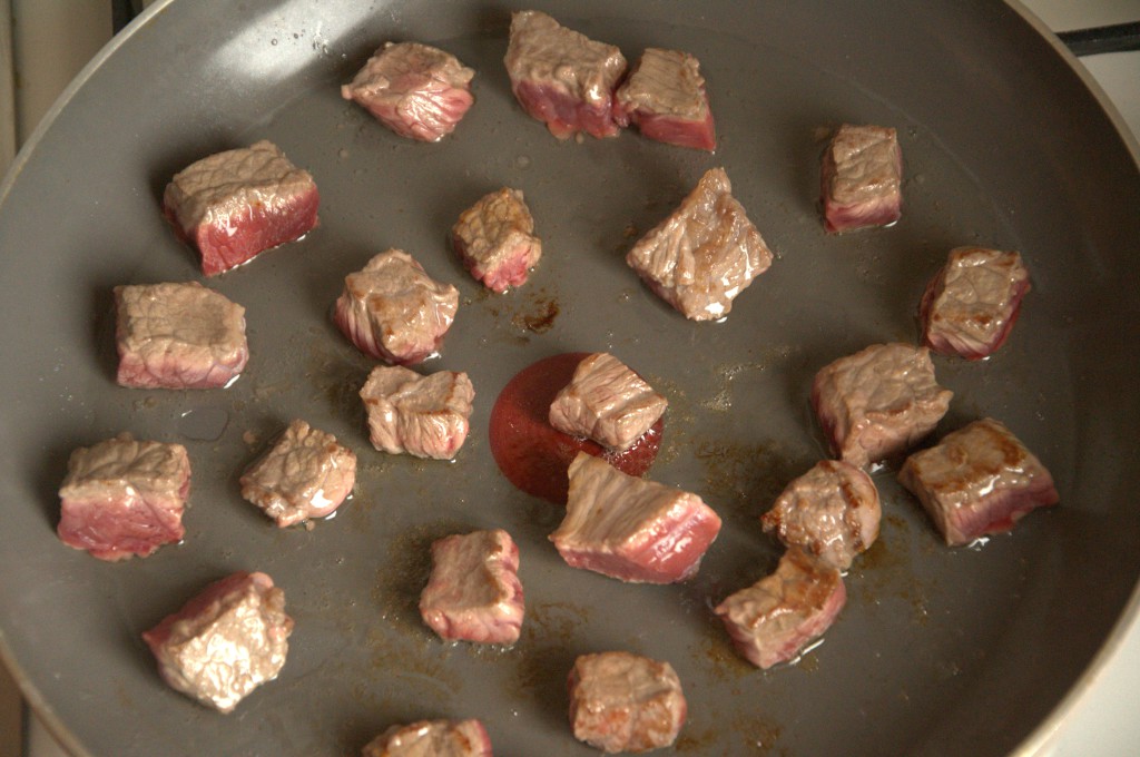 Frying the beef