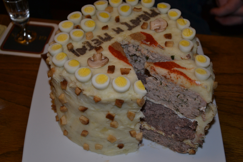 Cut meat cake