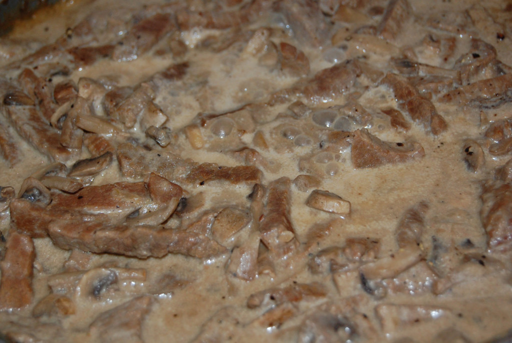 cooking beef stroganov